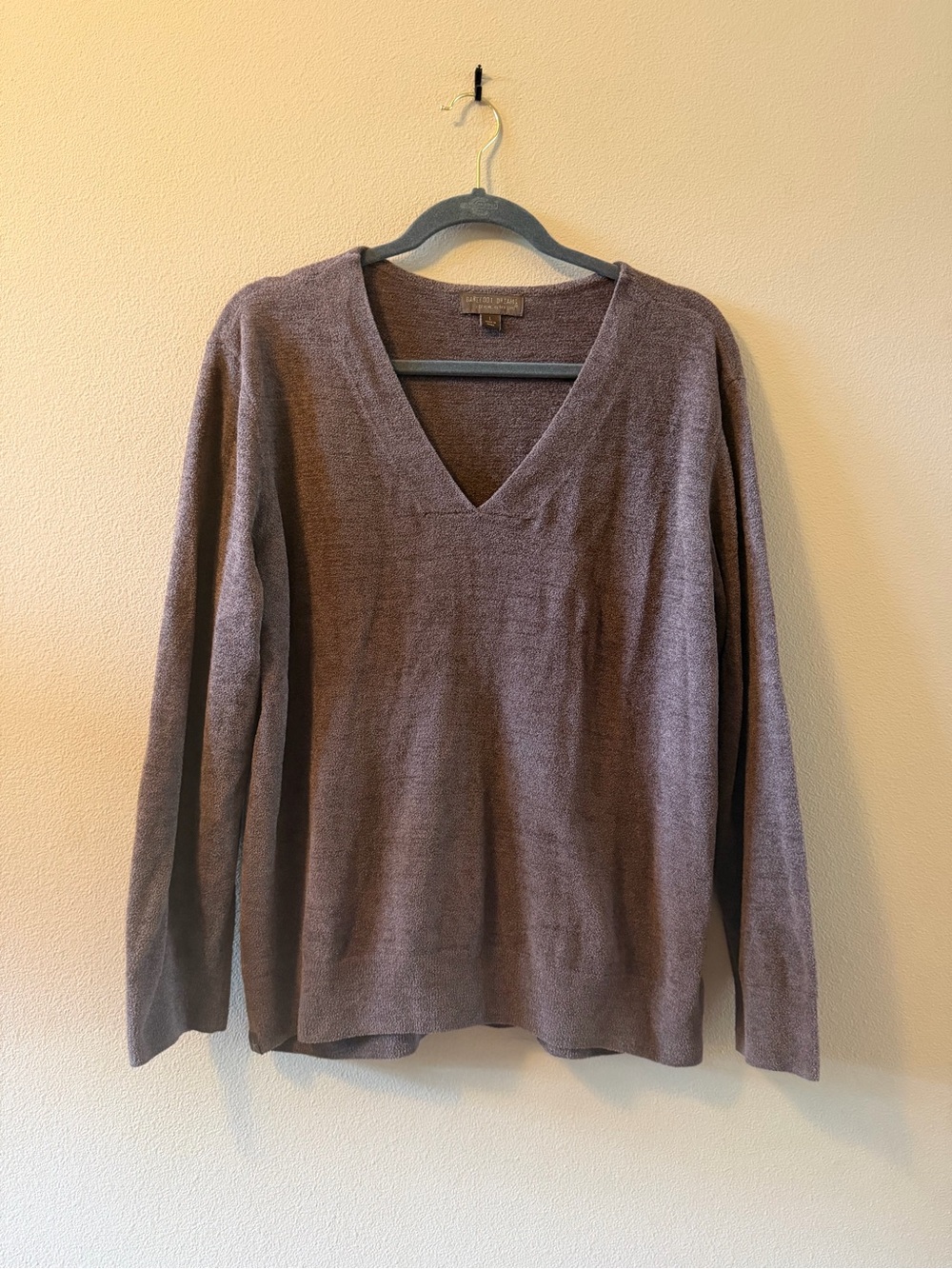Barefoot Dreams CozyChic Ultra Lite V-Neck Pullover Size L Brown